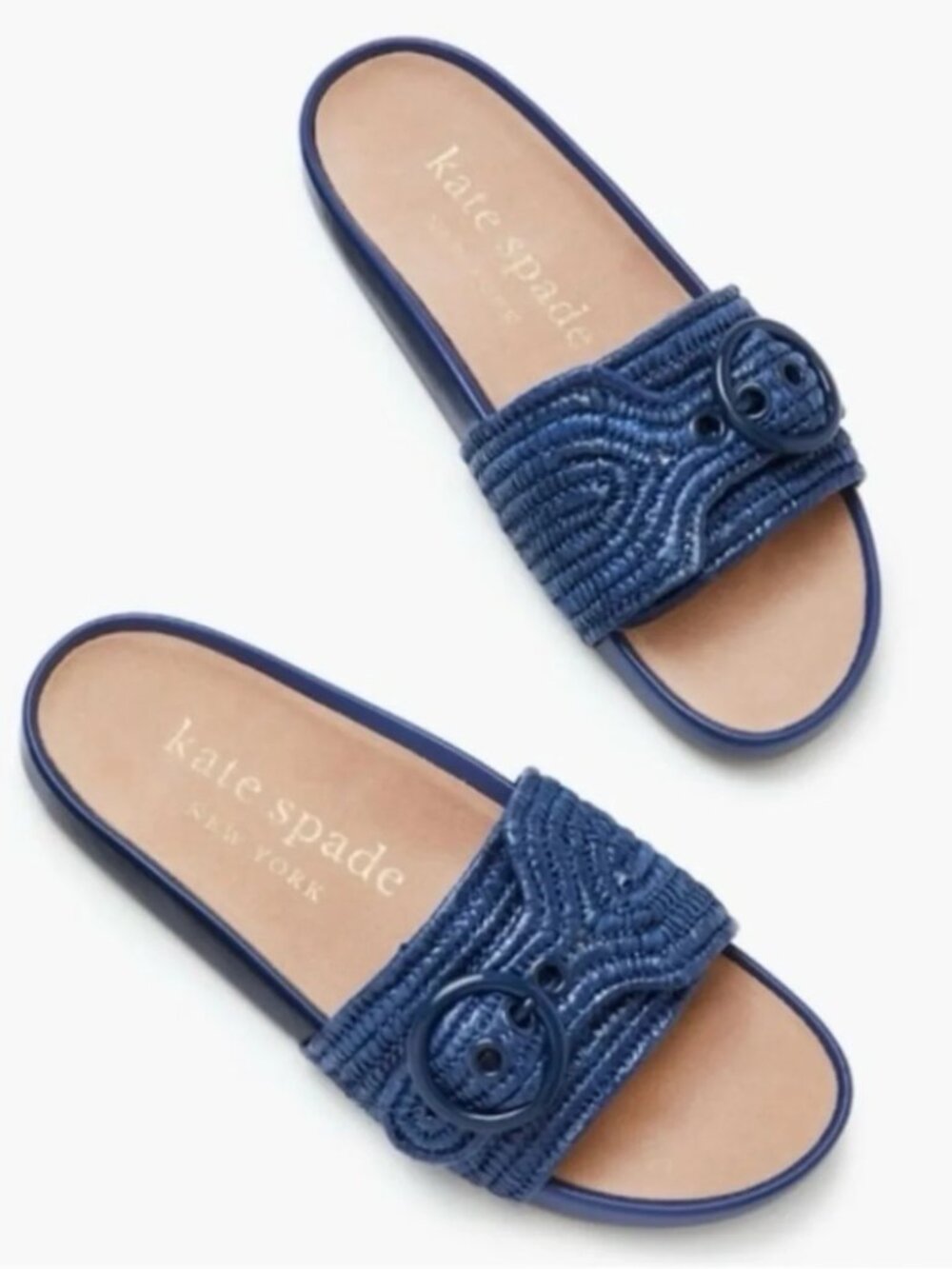 Kate Spade New York Navy Maribelle Braided Slide Sandals
